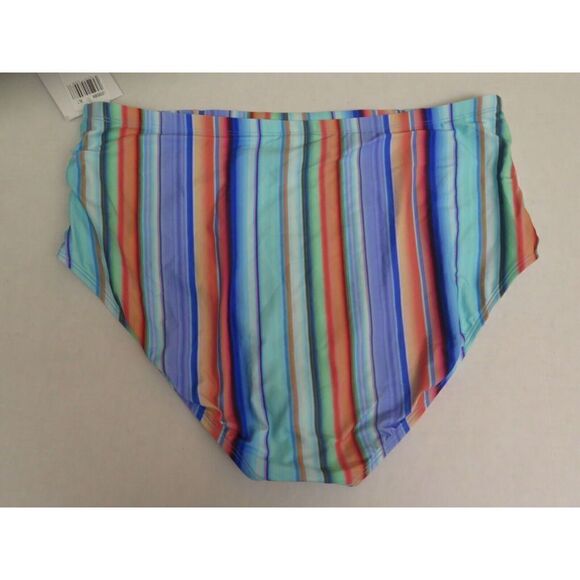 La Blanca Women's Plus Sz 20W Side Shirred Hipster Bikini, Multi//Sunset Stripe - Picture 2 of 5